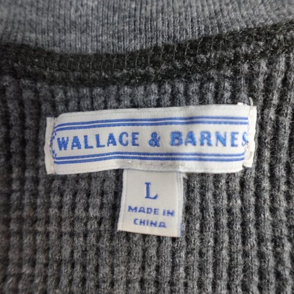 Wallace and Barnes Mens Henley Shirt Large Gray Waffle Thermal 100% Cotton - Picture 2 of 9